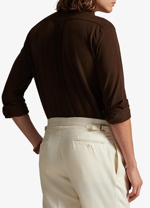 Ralph Lauren Vederlicht mesh overhemd - achterkant 3 dark beech / zwart
