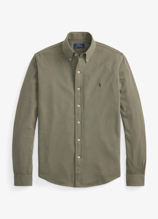 Ralph Lauren Vederlicht mesh overhemd - voorkant 4 cruise olive c0594-zy58