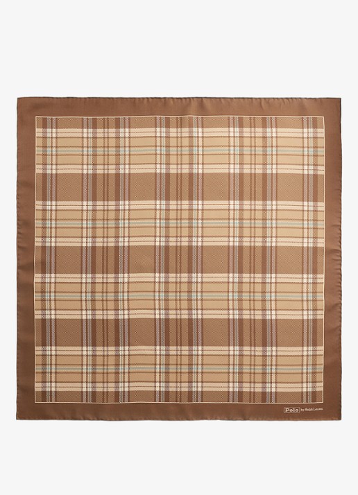 Ralph Lauren Vierkante zijden geruite sjaal 68,5 x 68,5 cm  - detail brown multi-2wb0 / bruin
