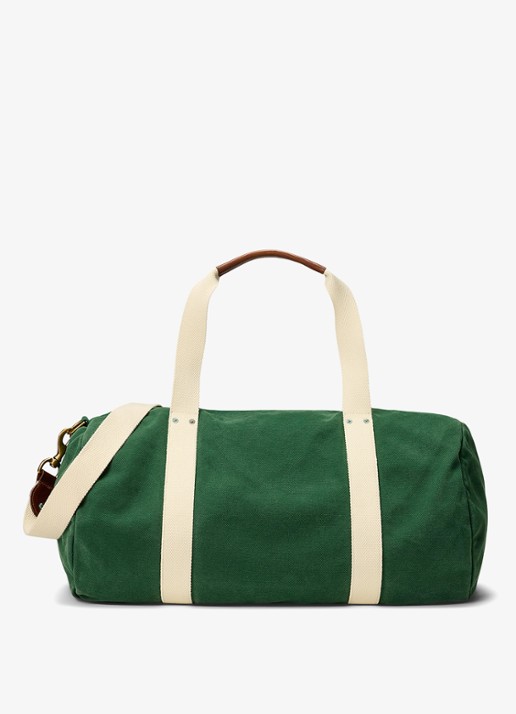 Ralph Lauren Weekendtas met logoborduring - achterkant 5 green cream / groen