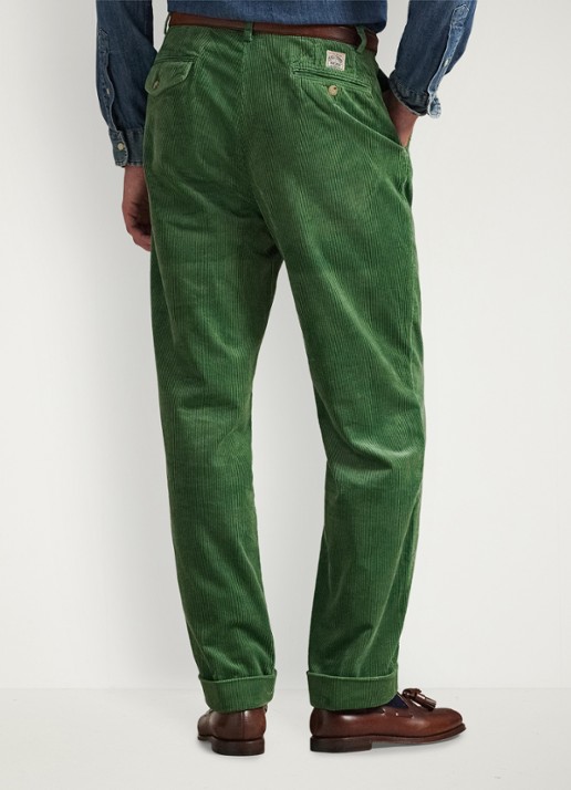 Ralph Lauren Whitman relaxed fit chino van corduroy - achterkant 5 meadow green / groen