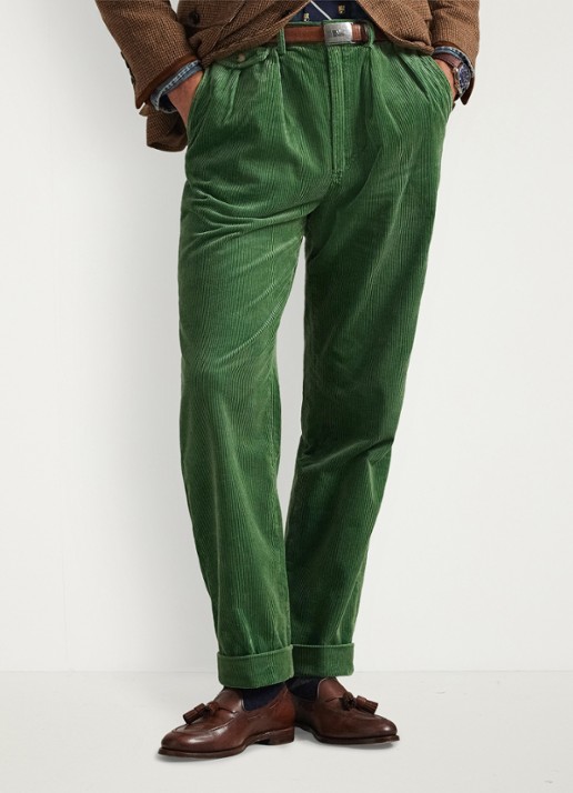 Ralph Lauren Whitman relaxed fit chino van corduroy - detail meadow green / groen