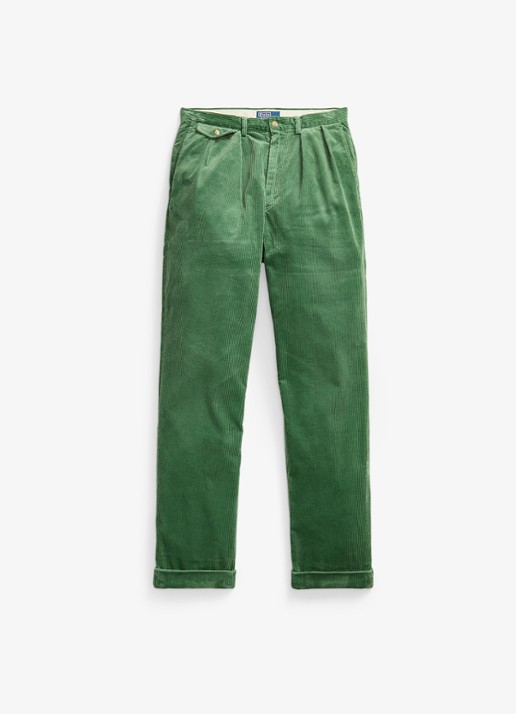 Ralph Lauren Whitman relaxed fit chino van corduroy - voorkant 3 meadow green / groen