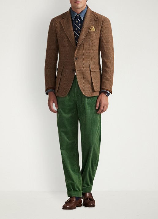 Ralph Lauren Whitman relaxed fit chino van corduroy - voorkant 4 meadow green / groen