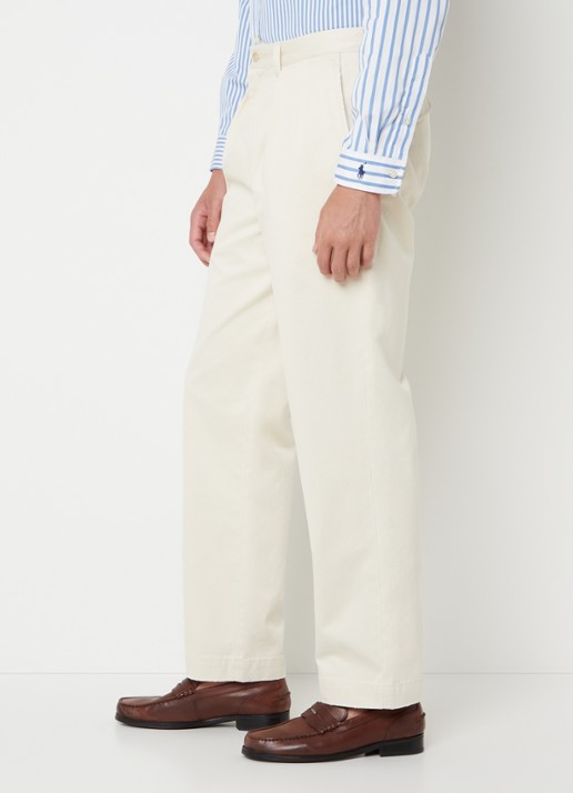 Ralph Lauren Whitman Relaxed fit geplooide chino broek - detail 4 winter cream / creme