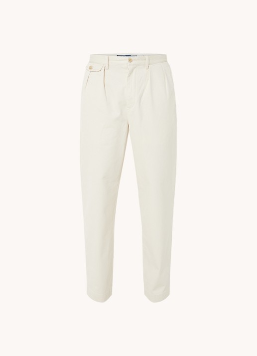 Ralph Lauren Whitman Relaxed fit geplooide chino broek - voorkant winter cream / creme