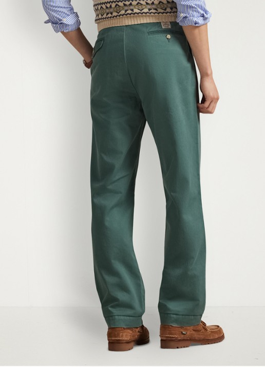 Ralph Lauren Whitman Relaxed fit geplooide chino broek - achterkant groen