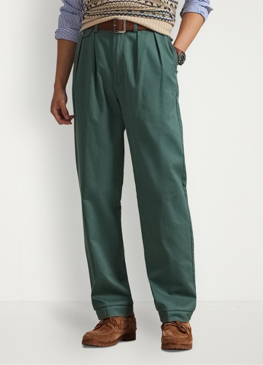 Ralph Lauren Whitman Relaxed fit geplooide chino broek - detail 4 groen