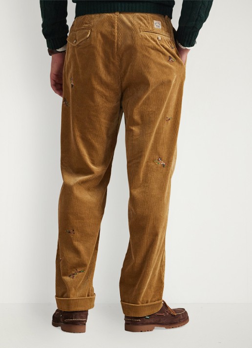 Ralph Lauren Whitman straight fit broek van corduroy - achterkant 3 golden brown / khaki