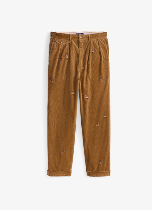 Ralph Lauren Whitman straight fit broek van corduroy - voorkant 4 golden brown / khaki