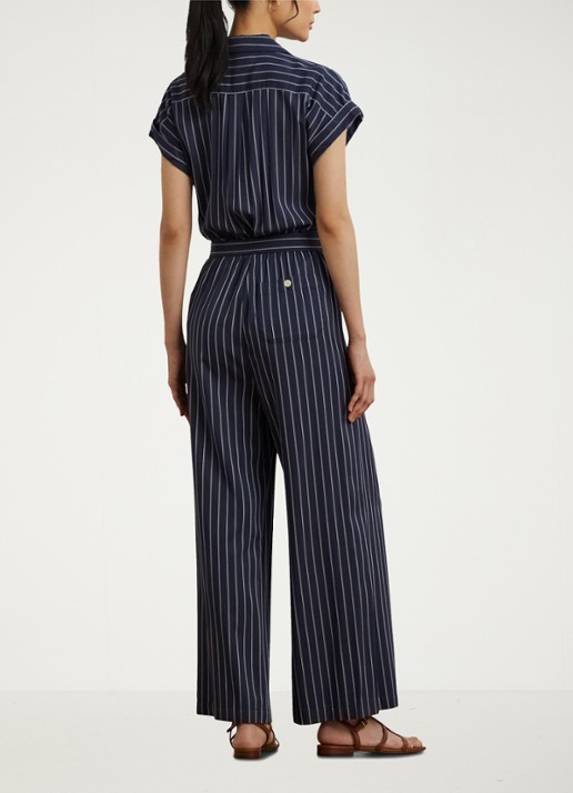 Ralph Lauren Wide fit jumpsuit met streepprint - achterkant blauw