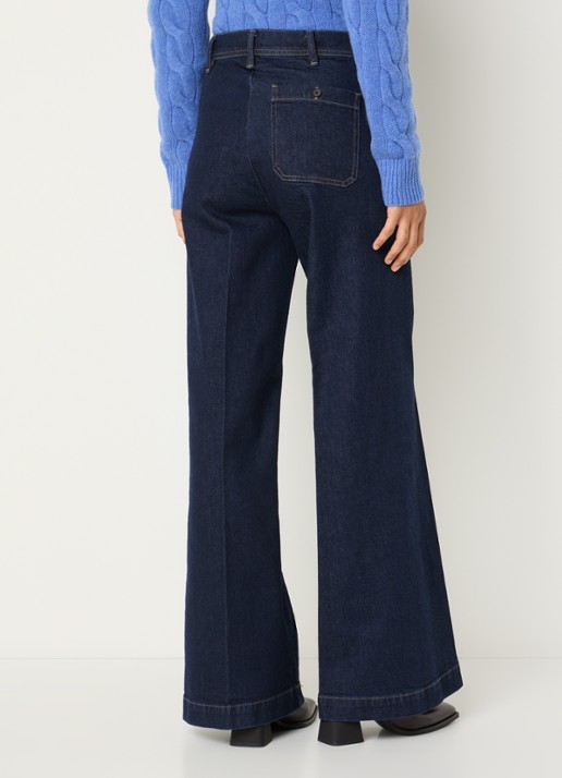 Ralph Lauren Woven high waist flaired jeans met donkere wassing - achterkant indigo