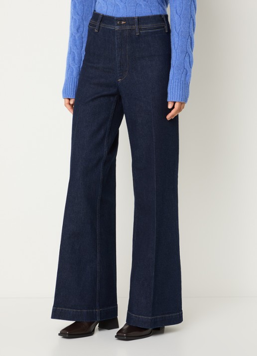 Ralph Lauren Woven high waist flaired jeans met donkere wassing - detail 2 indigo