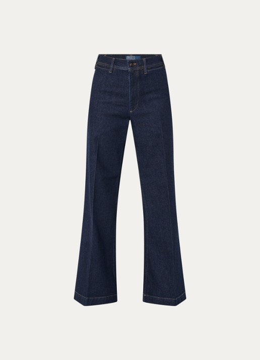 Ralph Lauren Woven high waist flaired jeans met donkere wassing - voorkant 3 indigo