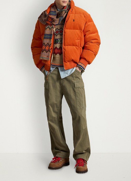 Ralph Lauren Wyoming pufferjack van corduroy met donsvulling