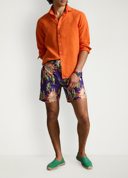 Ralph Lauren Zwemshorts met bloemenprint - voorkant 4 south pacific floral / oranje