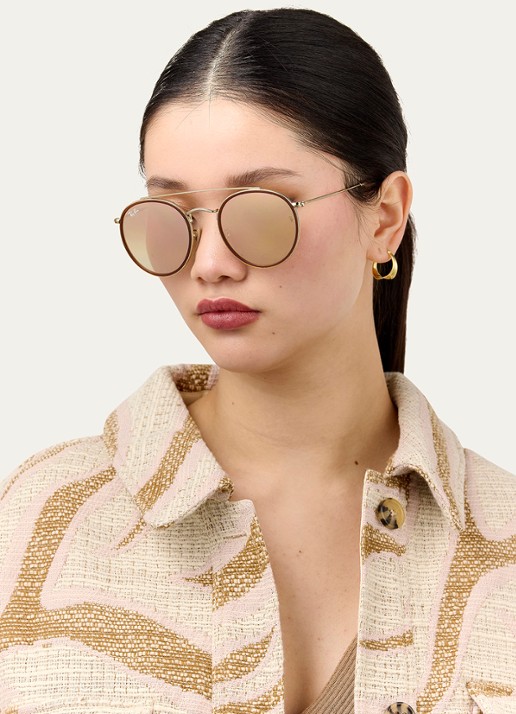 Ray-Ban Round Double Bridge zonnebril RB3647N - voorkant 2 roze