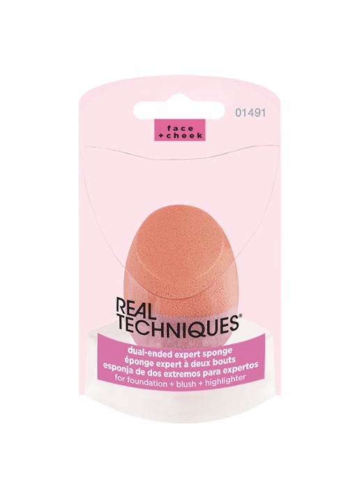 Real Techniques Dual-ended Expert Sponge - make-up spons - voorkant 3 oranje