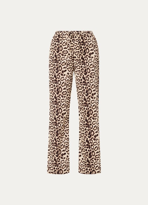 Refined Department High waist loose fit pantalon met panterprint en steekzakken - voorkant 2 lichtbruin