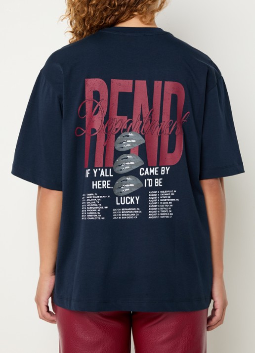 Refined Department Jordan T-shirt met logo- en backprint  - achterkant 4 donkerblauw