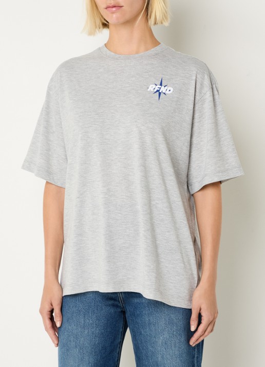 Refined Department Maggy oversized T-shirt met logo- en backprint - achterkant grijsmele