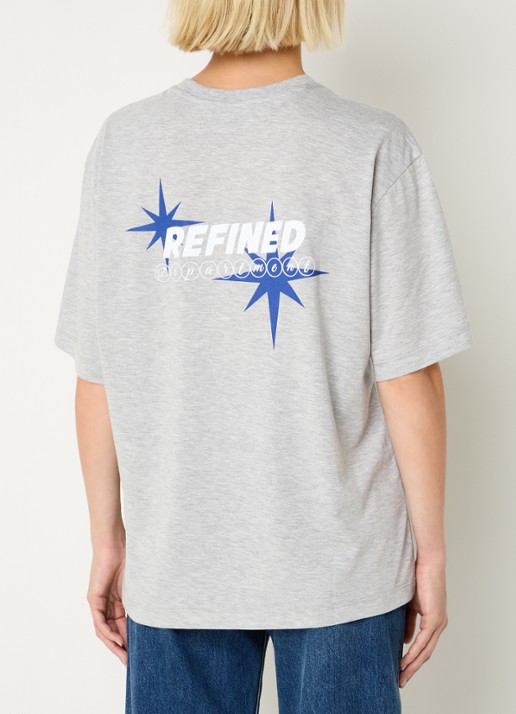 Refined Department Maggy oversized T-shirt met logo- en backprint - detail 4 grijsmele