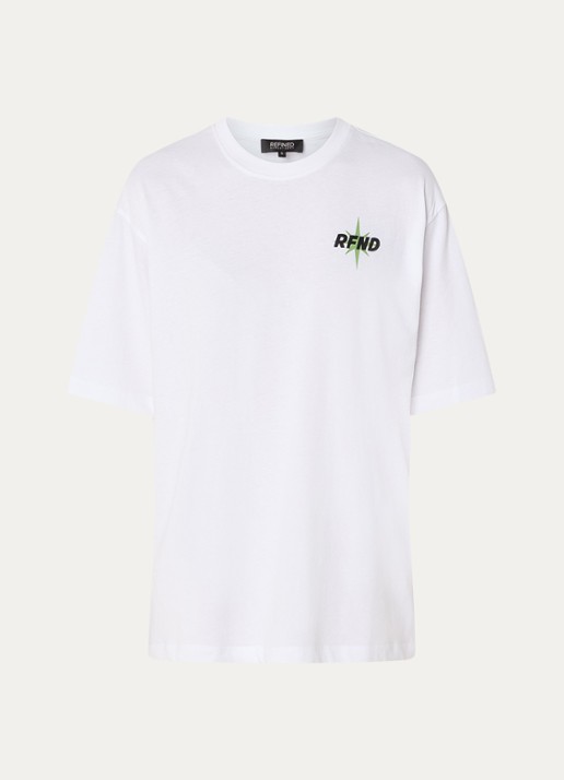 Refined Department Maggy oversized T-shirt met logo- en backprint - voorkant 2 gebroken wit