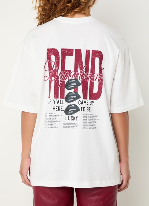 Refined Department Maggy T-shirt met logo- en backprint - detail gebroken wit