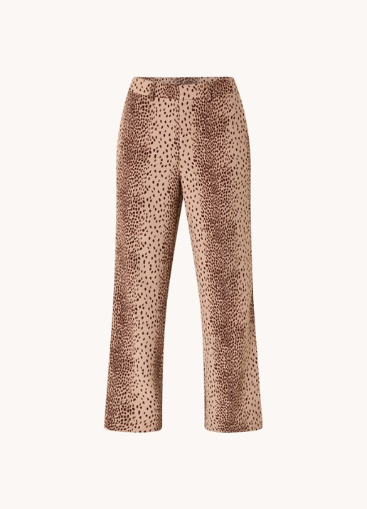 Refined Department Puck high waist loose fit pantalon met panterprint  - voorkant 4 bruin