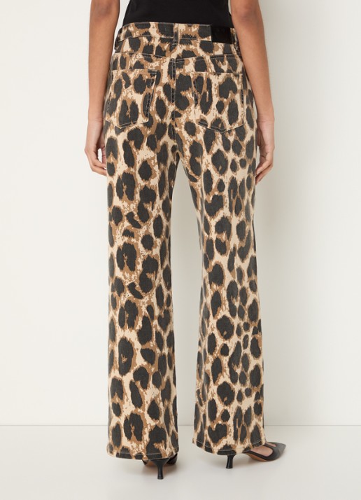 Refined Department Sunny high waist wide leg jeans met panterprint - achterkant 3 lichtbruin