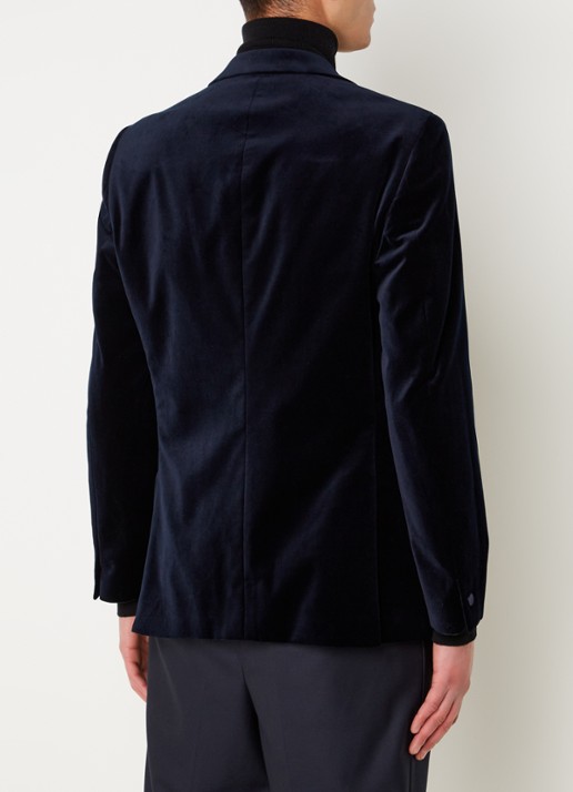 Reiss Ace regular fit colbert van fluweel met borstzak - achterkant donkerblauw