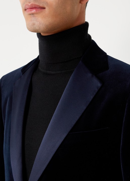 Reiss Ace regular fit colbert van fluweel met borstzak - detail 7 donkerblauw