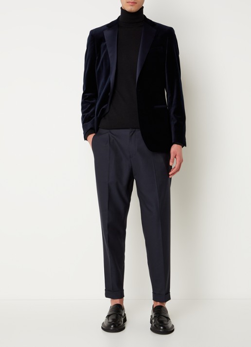 Reiss Ace regular fit colbert van fluweel met borstzak - voorkant 3 donkerblauw