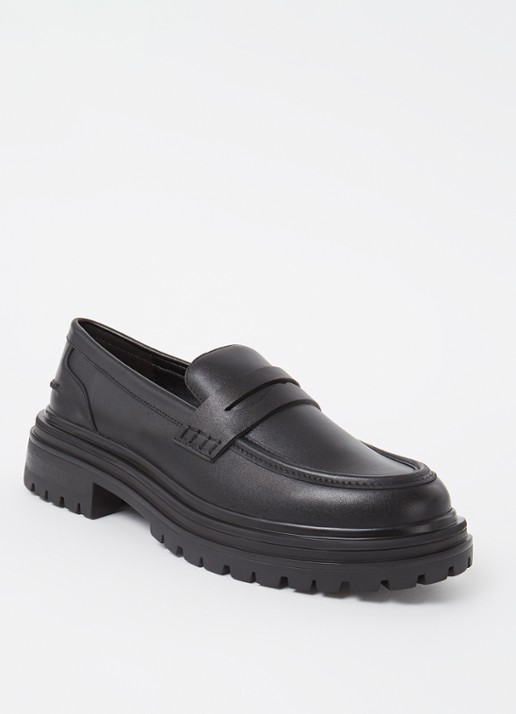 Reiss Adele loafer van leer - voorkant black / zwart