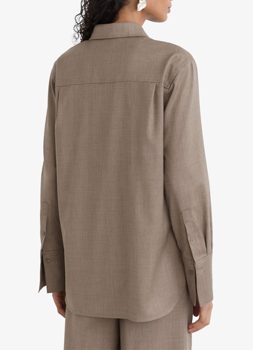 Reiss Adie blouse in wolblend - achterkant 6 donkerbeige