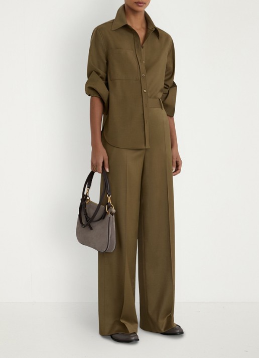Reiss Adie blouse in wolblend - detail 3 khaki