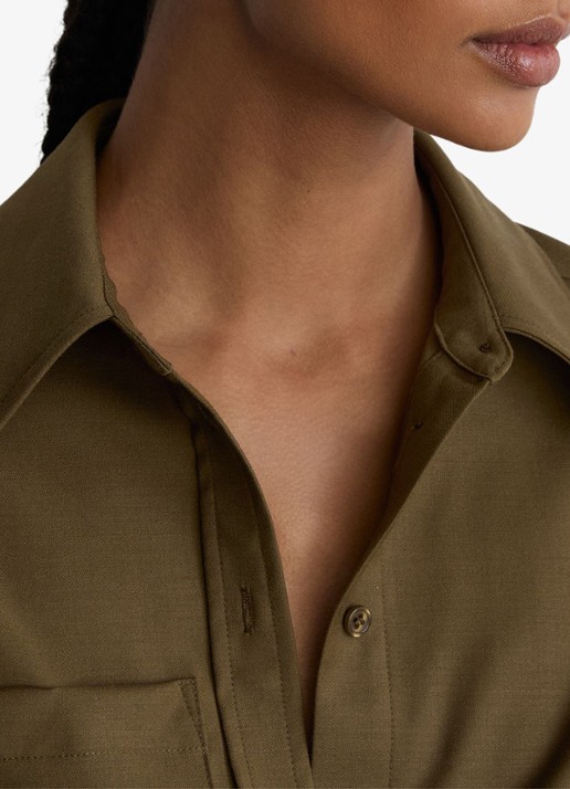 Reiss Adie blouse in wolblend - detail 4 khaki