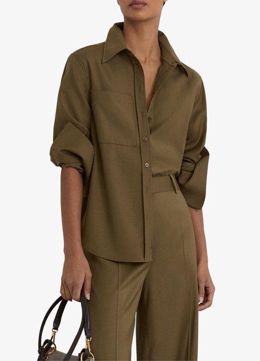 Reiss Adie blouse in wolblend - detail 5 khaki