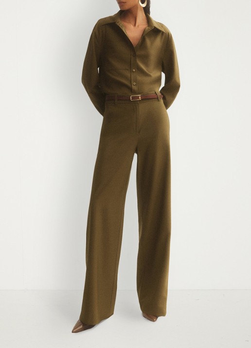 Reiss Adie blouse in wolblend - voorkant 7 khaki