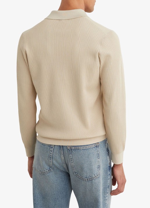 Reiss Admiral regular fit polo met ribstructuur - achterkant beige