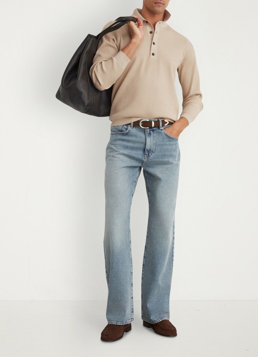 Reiss Admiral regular fit polo met ribstructuur - voorkant 3 beige