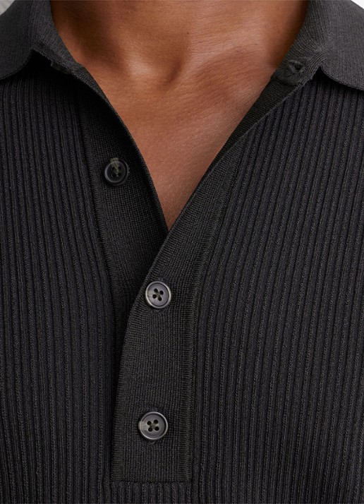 Reiss Admiral regular fit polo met ribstructuur - detail 6 donkergroen