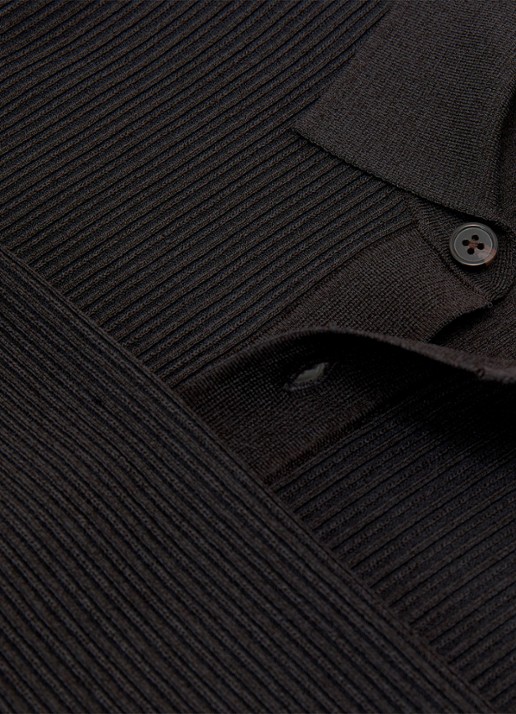 Reiss Admiral regular fit polo met ribstructuur - detail 7 donkergroen