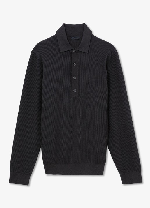 Reiss Admiral regular fit polo met ribstructuur - voorkant 2 donkergroen