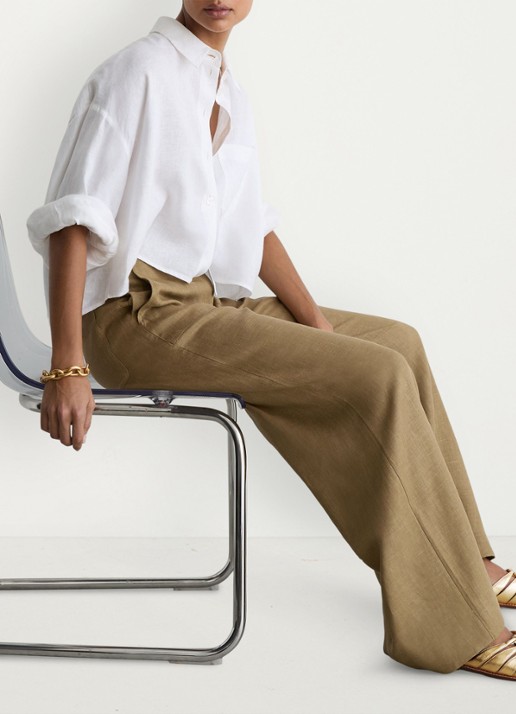 Reiss Agnes slipper van leer met metallic finish - detail 2 gold / goud