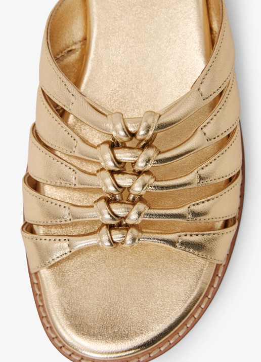 Reiss Agnes slipper van leer met metallic finish - detail 3 gold / goud