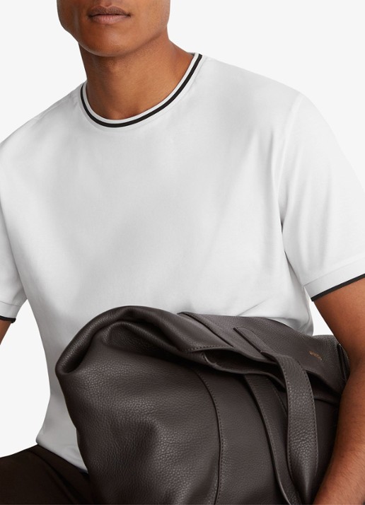 Reiss Ainsley T-shirt met gestreept detail - detail 2 white / wit