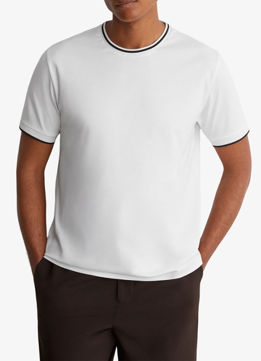 Reiss Ainsley T-shirt met gestreept detail - detail 3 white / wit