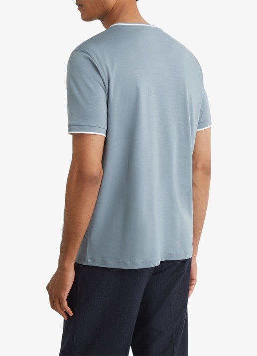 Reiss Ainsley T-shirt met gestreept detail - achterkant staalblauw