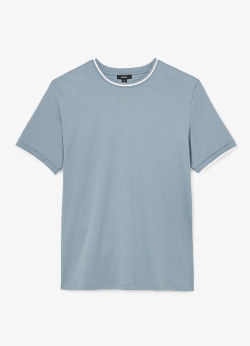 Reiss Ainsley T-shirt met gestreept detail - voorkant 2 staalblauw